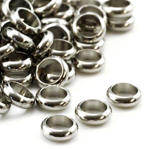 20 Stainless Steel Rondelle Beads 4mm, 5mm, 6mm, 6.5mm, 8mm Great Donut Spacer Beads