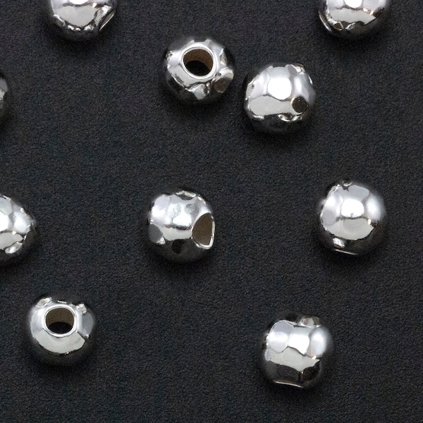 Sterling Silver Hammered Round Beads - 6mm, 8mm, 10mm