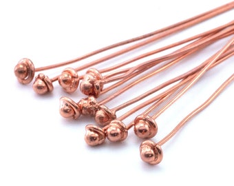 12 Rustic Copper Ball Head Pins - 22 gauge 2 1/2 inches