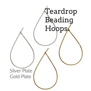 20 Pairs Teardrop Beading Hoops 27mm X 17mm Silver or Gold Plated 100% Guarantee image 1