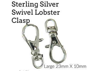 1 Sterling Silver Swivel Lobster Clasp - Large 23mm X 10mm - 100% Guarantee