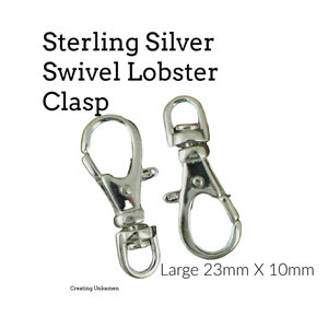 1 Sterling Silver Swivel Lobster Clasp - Large 23mm X 10mm - 100% Guarantee