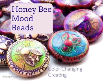 5 - 23mm Mood Beads - Honey Bee or Purple Bee  - 100% Guarantee