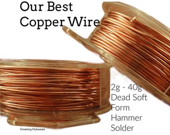 Copper Wire Solid Raw Metal Dead Soft You Pick Gauge 2, 4, 6, 8, 10, 12, 14, 15, 16, 18, 20, 21, 22, 24, 26, 28, 30, 32, 36 40