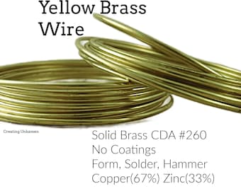 Raw Yellow Brass Wire - 100% Guarantee - You Pick Gauge - 4, 8, 12, 14, 15, 16, 18, 20, 22, 24, 26, 28, 30, 32