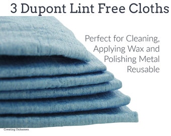3 paños sin pelusa DuPont: ideales para limpiar, aplicar cera y pulir. Reutilizables.