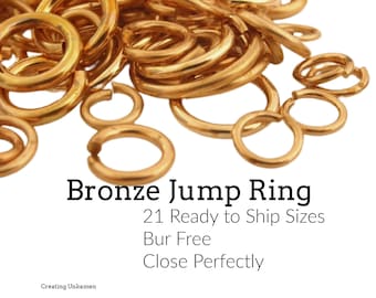 25 Solid Bronze Jump Rings - Great Selection of Sizes and Gauges or Sampler