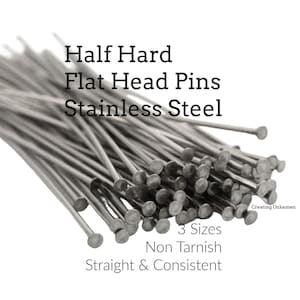 50 Half Hard Stainless Steel Flat Head Pins - 21 gauge or 24 gauge - Straight and Consistent - 100% Guarantee