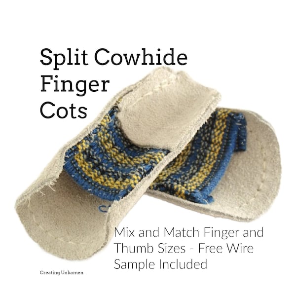 Split Cowhide Finger Cots - Mix and Match Finger and Thumb Sizes - Free Wire Sample Included