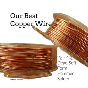 Copper Wire Solid Raw Metal Dead Soft You Pick Gauge 2, 4, 6, 8, 10, 12, 14, 15, 16, 18, 20, 21, 22, 24, 26, 28, 30, 32, 36 40