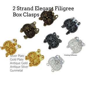 Kastenverschluss 2 Reihen Elegante Filigran in Gold platte Silberplatte. Rotguss, Antikes Gold und Antikes Silber