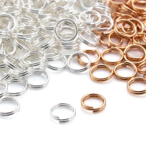 100 Silver and Rose Gold Plated Brass Split Rings - 7mm OD