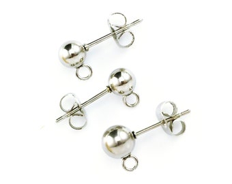 3 Pairs Stainless Steel Ball Posts with Backs - 4mm, 5mm or 6mm - 100% Guarantee