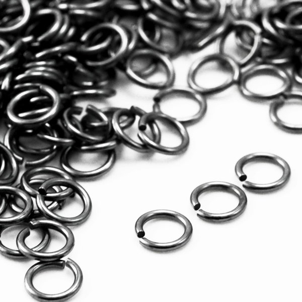 50 Oxidized Black Sterling Silver Jump Rings - You Pick Gauge and Diameter