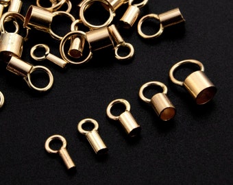 4 - 14kt Gold Filled End Caps with Rings - 1.5mm, 1.9mm, 2.3mm, 4mm ID Made in the USA