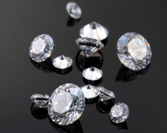 Cubic Zirconia - Loose Round Faceted CZ Stones - Great Alternative for Diamonds in 1mm, 2mm, 3mm, 4mm, 5mm, 6mm, 7mm, 8mm, 9mm, 10mm 12mm