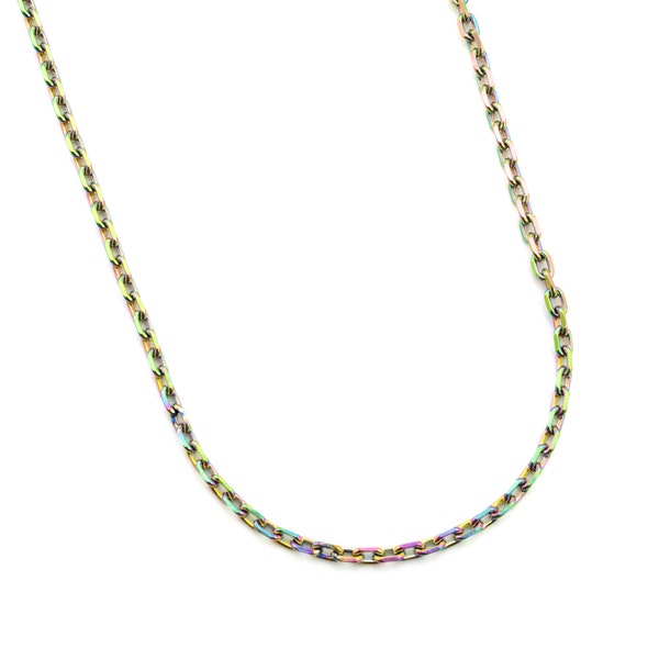 2mm and 4mm Diamond Cut Oval Cable Chain in Rainbow Anodized Surgical Steel - By the Foot or Finished Necklace