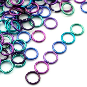 100 Mermaid Enchantment Anodized Niobium Jump Rings in Your Choice of Gauge and Diameter