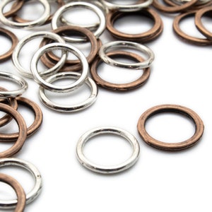 50 14 gauge 14mm OD Soldered Closed Jump Rings Silver Plate or Antique Copper Best Commercially Made 100% Guarantee image 1