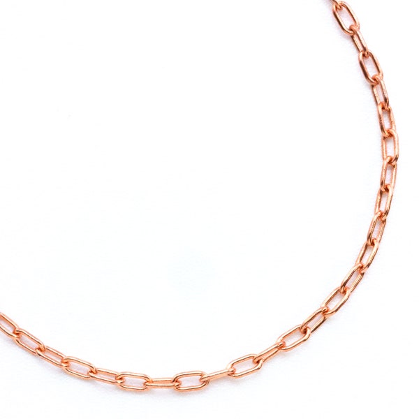 Copper 2.4mm Long Oval Cable Chain - By The Foot or Finished with Lobster Clasp