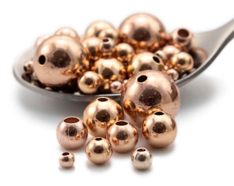 50 Rose Gold Plated Smooth Round Beads - You Pick Size 3mm, 4mm, 5mm, 6mm, 7mm, 8mm, 12mm or Mix