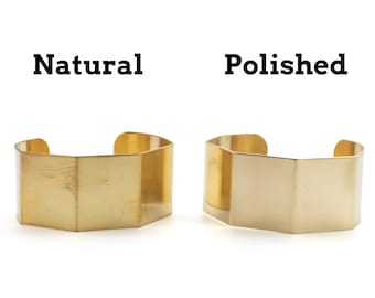 Bent Bangle Cuff Bases in Rich Low Brass - Open Hexagon - 6 Sizes to Choose From 6.5mm - 50mm