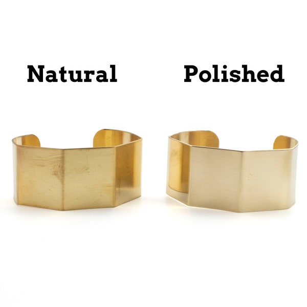 Bent Bangle Cuff Bases in Rich Low Brass - Open Hexagon - 6 Sizes to Choose From 6.5mm - 50mm