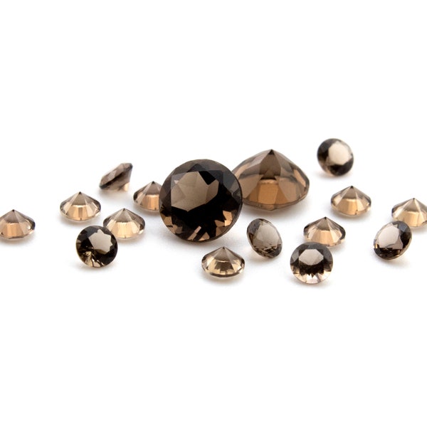 Smoky Quartz Faceted Stones Grade AA Natural Loose Round 2mm, 2.5mm, 3mm, 4mm, 5mm, 6mm, 8mm