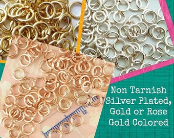 100 - 18 gauge 3.75mm ID Non Tarnishing Gold Colored, Rose Gold Colored or Silver Plated Jump Rings