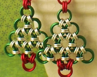 Beginners Christmas Tree Earring Kit in Your Pick of Colors - Chainmaille