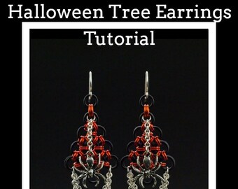 Tutoriel en cotte de mailles - Boucles d'oreilles d'Halloween en forme de sapin - Assez simples pour un débutant - Du plaisir pour tout le monde