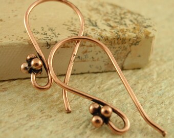 Copper Bar drop Earrings with floral print and handmade Fine Silver ear wires E-527