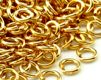 100 - Jewelers Brass Jump Rings - 14, 16, 18, 20, 22 Gauge - Rich Gold Tone