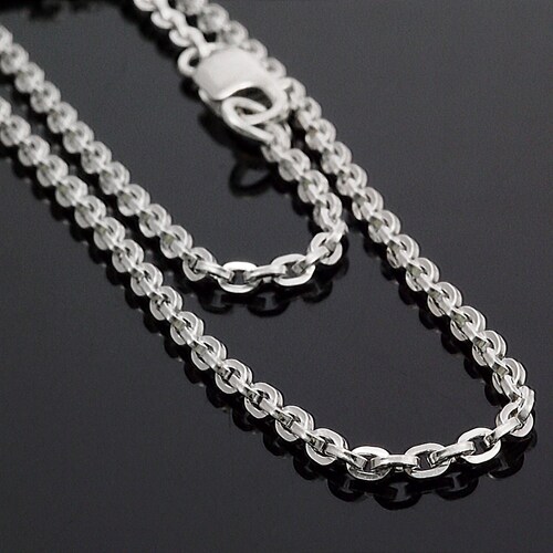 Sterling Silver Flat Oval Cable Chain Finished With Clasp or - Etsy