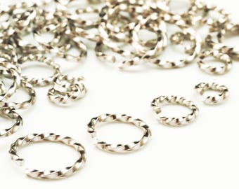 50 Twisted Square Stainless Steel Jump Rings in 16 gauge 6mm, 8mm, 10mm, 12mm OD- Best Commercially Made - 100% Guarantee