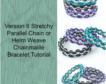 Tutoriel de bracelet extensible en chaîne parallèle ou en cotte de mailles à tissage supérieur, version II - PDF expert