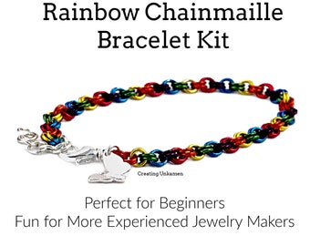 Kit - Bracelet en cotte de mailles arc-en-ciel - Parfait pour les débutants - Amusant pour les créateurs de bijoux expérimentés
