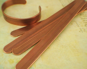 Solid, Raw Copper Bracelet Blank with FINISHED Ends - One Blank- 12mm - 1/2, 1, 2 inch wide - 14 gauge - in Custom Lengths 100% Guarantee