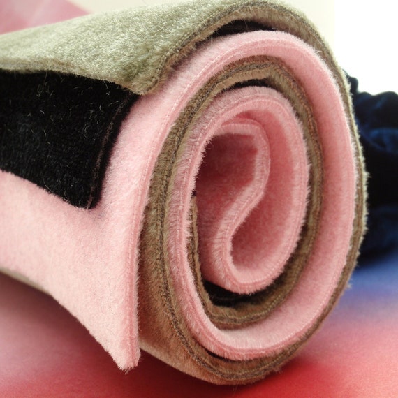 3 Large Bead Mats in Sage Pink and Black Velvet Like Work