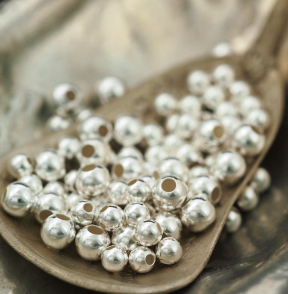 Made in U.S.A. 10 4mm Sterling Silver Round Beads