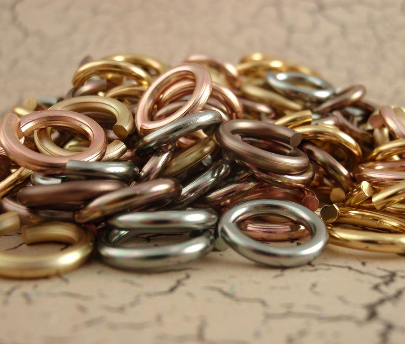 100 Metallic and More Aluminum Jump Rings 14 gauge 10mm OD Economical image 1