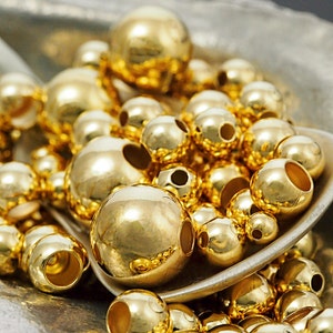 50 Gold Plated Smooth Round Beads You Pick Size 2.5mm, 3mm, 4mm, 5mm, 6mm, 7mm, 8mm, 9mm, 10mm or Mix image 10