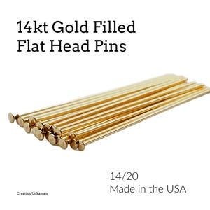 10 - 14kt Gold Filled Flat Head Pins in 23 or 24 gauge