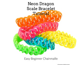 Tutoriel de bracelet néon en écailles de dragon - Cotte de mailles facile pour débutant