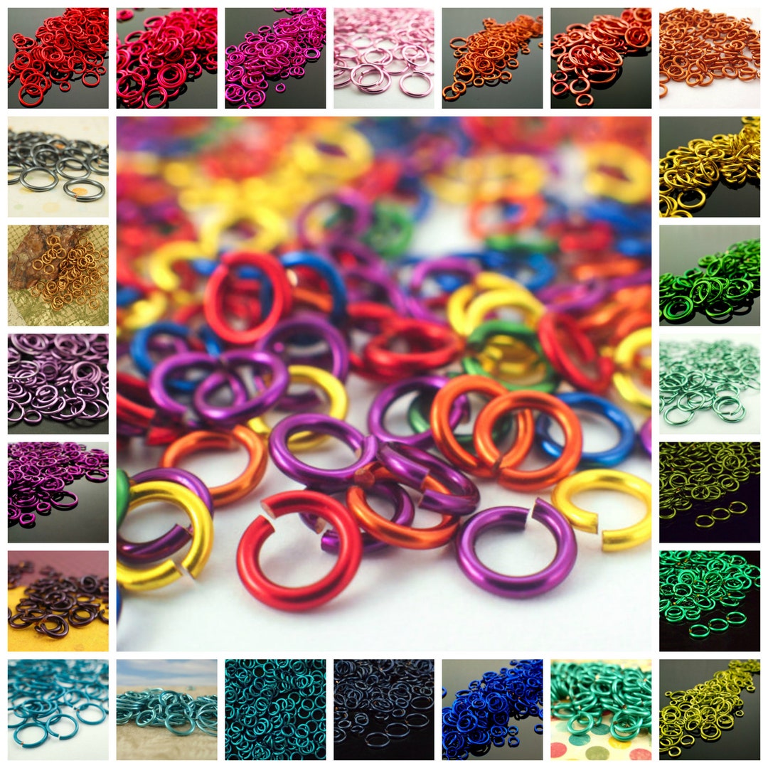 100 Colored Jump Rings in 25 Colors 18, 20, 22, or 24 Gauge Saw Cut for
