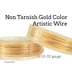 Artistic Wire Non Tarnish Gold Color 10, 12, 14, 16, 18, 20, 22, 24, 26, 28, 30, 32 gauge image 1