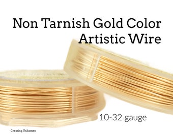 Artistic Wire Non Tarnish Gold Color 10, 12, 14, 16, 18, 20, 22, 24, 26, 28, 30, 32 gauge