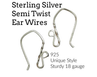 21 Pair Semi Twist Sterling Silver Ear Wires - Shiny, Antique or Black