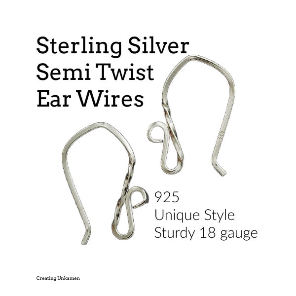 21 Pair Semi Twist Sterling Silver Ear Wires - Shiny, Antique or Black