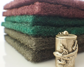 3 Synthetic Wool Pads - No More Rust, Splinters or Shedding 4" X 6" These are the Best - Medium, Fine, Micro Fine - Free Jump Rings Included
